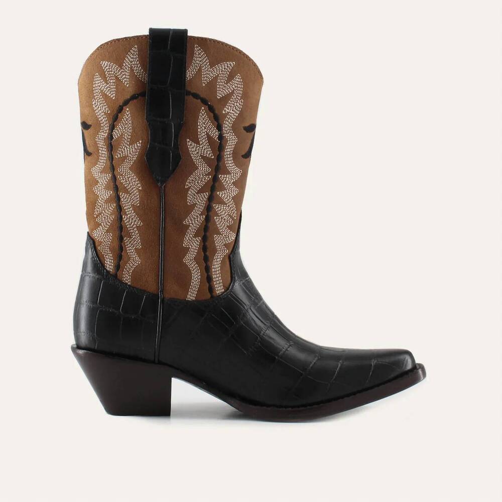 NEW BUCK & BRANA women's bianca boot in black/ brown